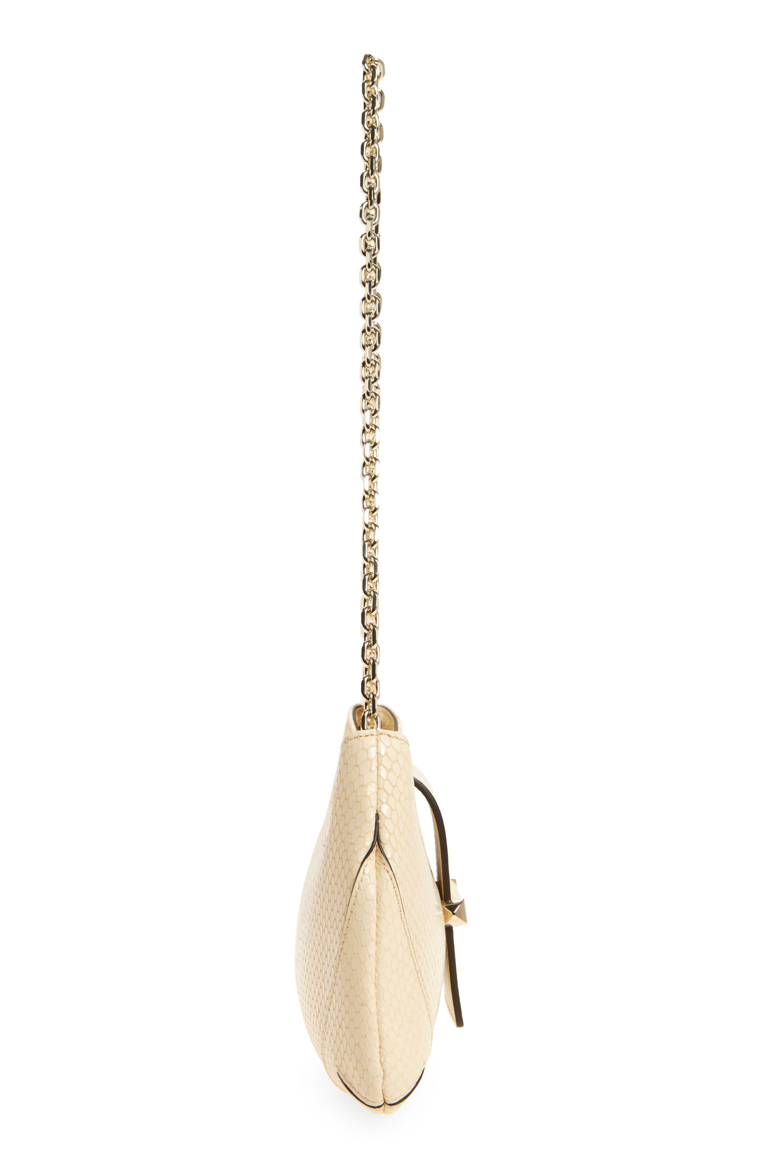Bar Slim Snakeskin Embossed Leather Clutch, Alternate, color, BUTTERMILK/ SHINY GOLD