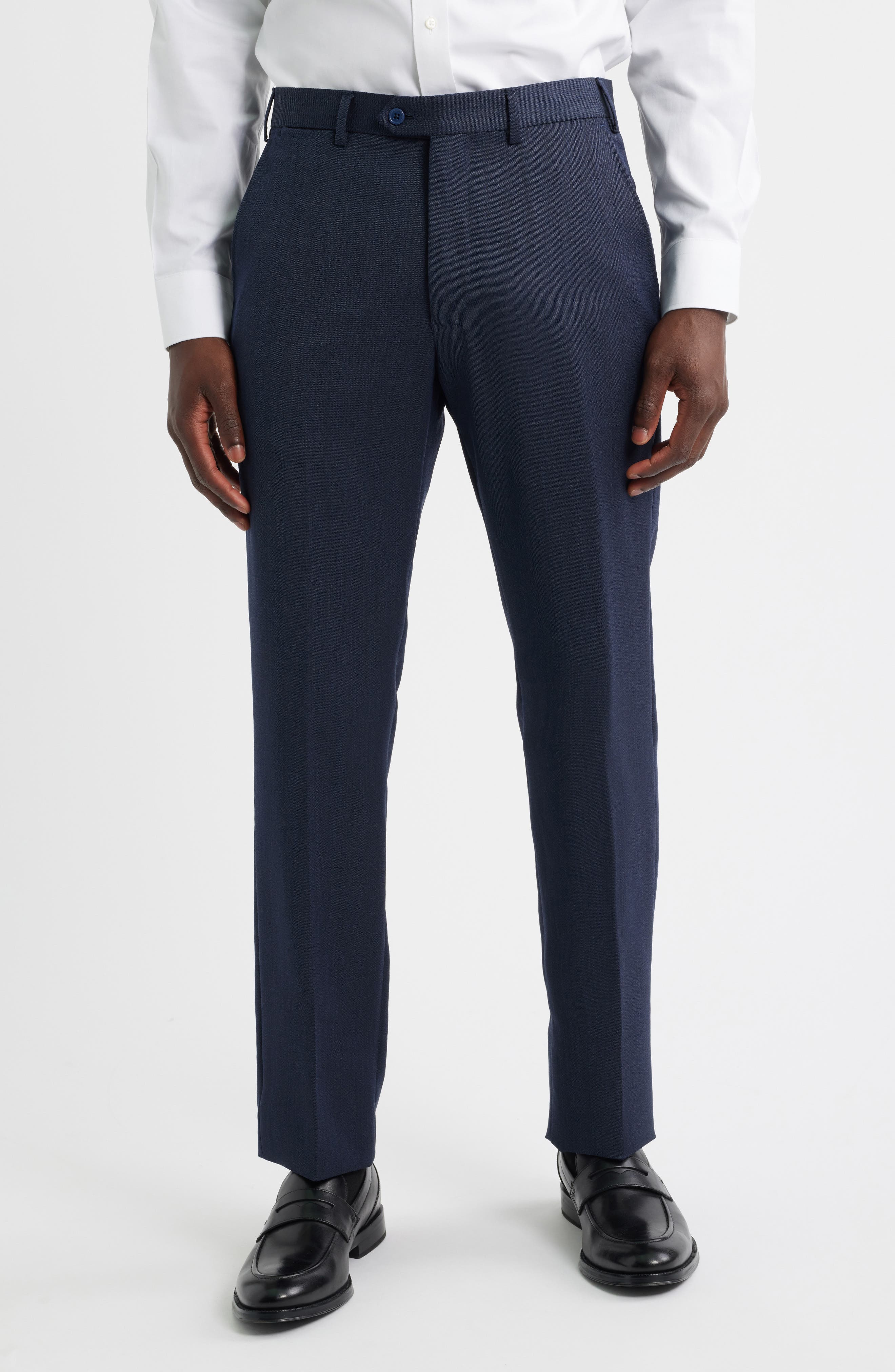 Emporio Armani Flat Front Navy Wool Dress Pants