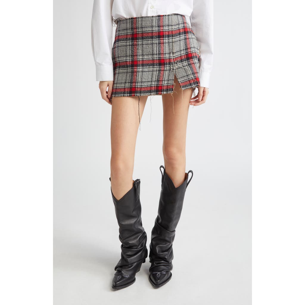 R13 Plaid Frayed Mini Skirt In Multi