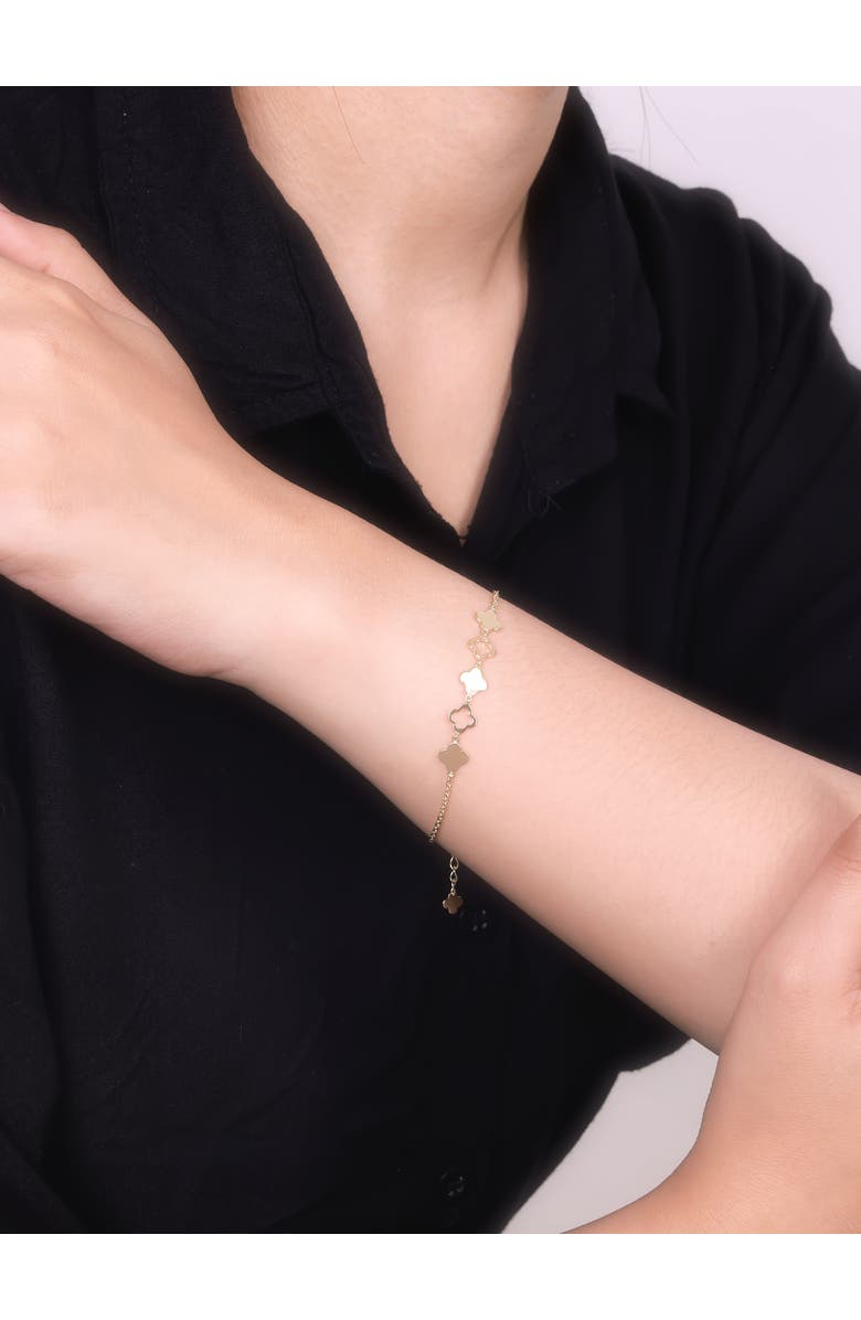 DEVATA Clover Chain Bracelet in 14K Gold, Alternate, color, Yellow Gold