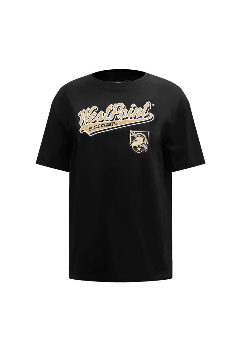 Women's Pro Standard Black Army Black Knights Script Tail Oversized Boyfriend T-Shirt, Alternate, color, Black