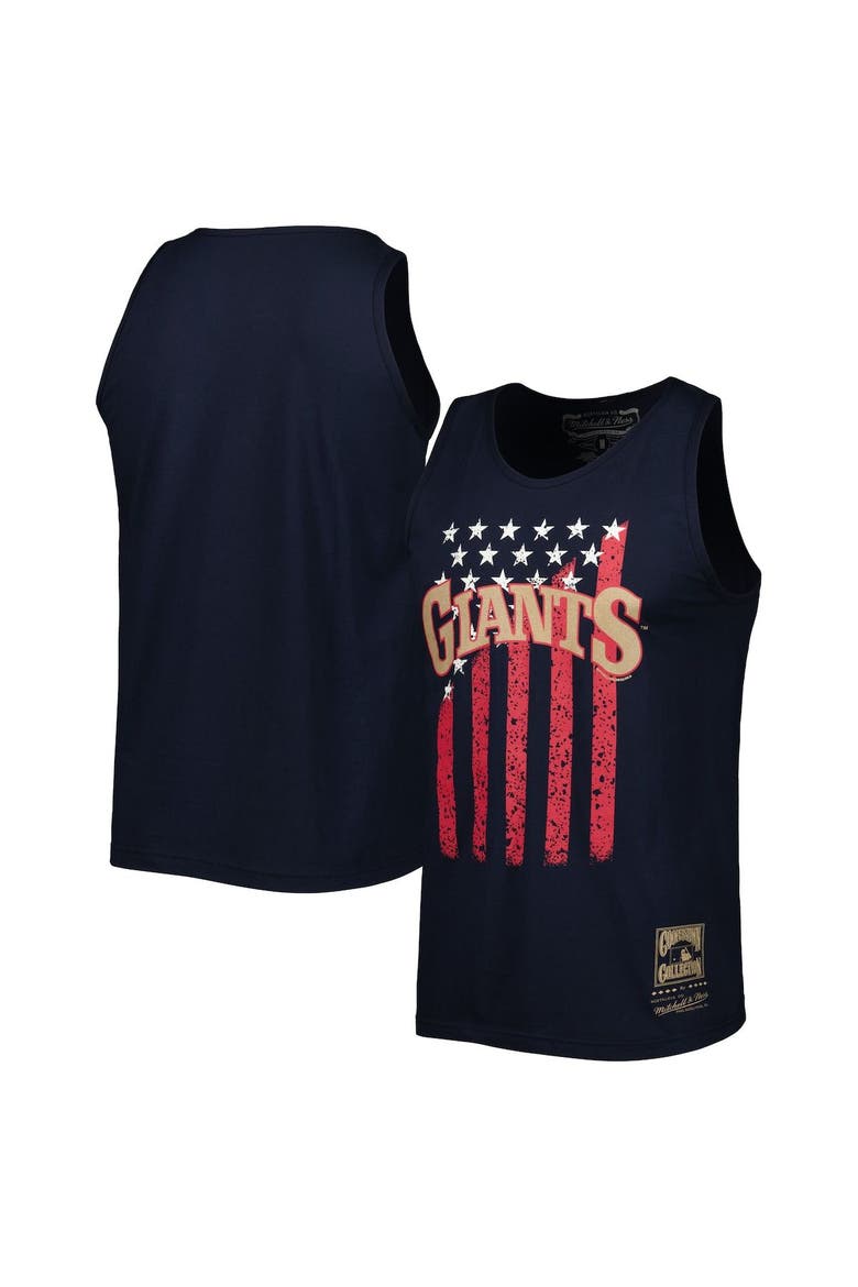 Men's Mitchell & Ness Navy San Francisco Giants Cooperstown Collection Stars and Stripes Tank Top, Main, color, Navy