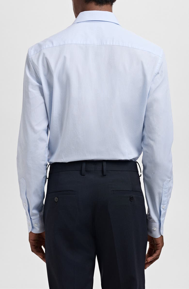 MANGO Thousand Stripe Slim Fit Button Down Shirt, Alternate, color, Blue