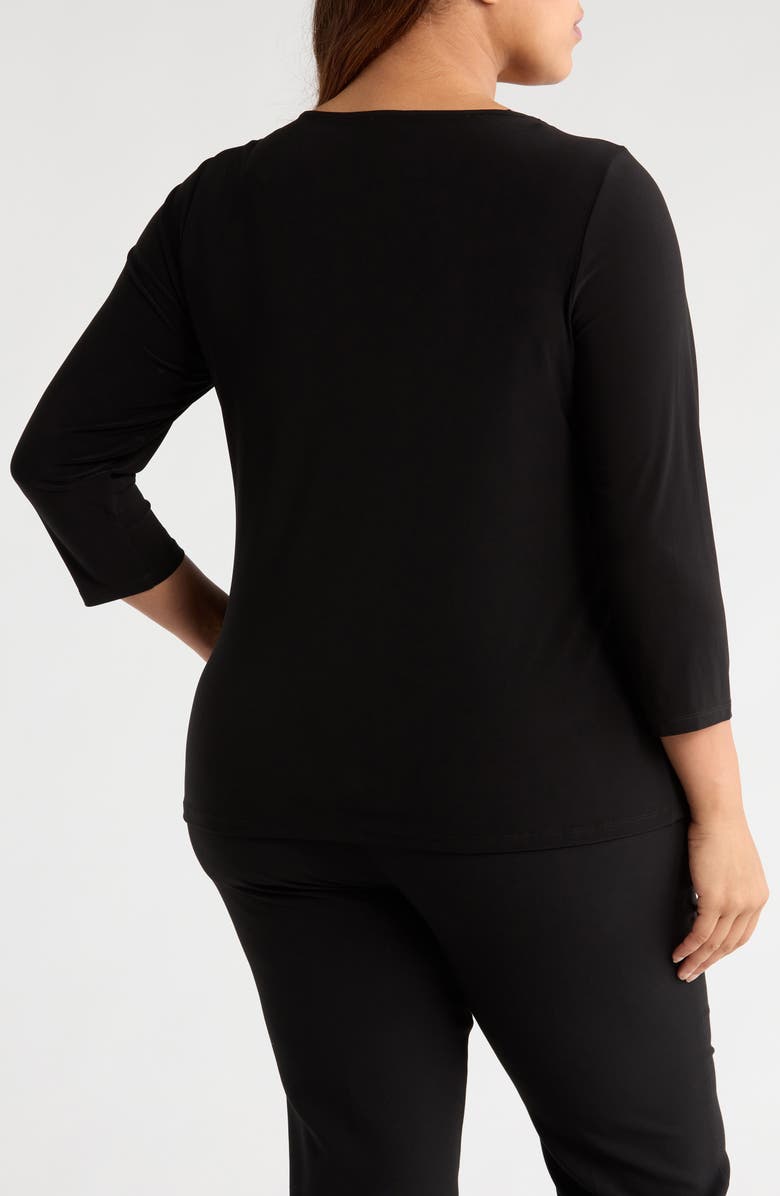 Anne Klein Gathered Asymmetric Neck Top, Alternate, color, Anne Black