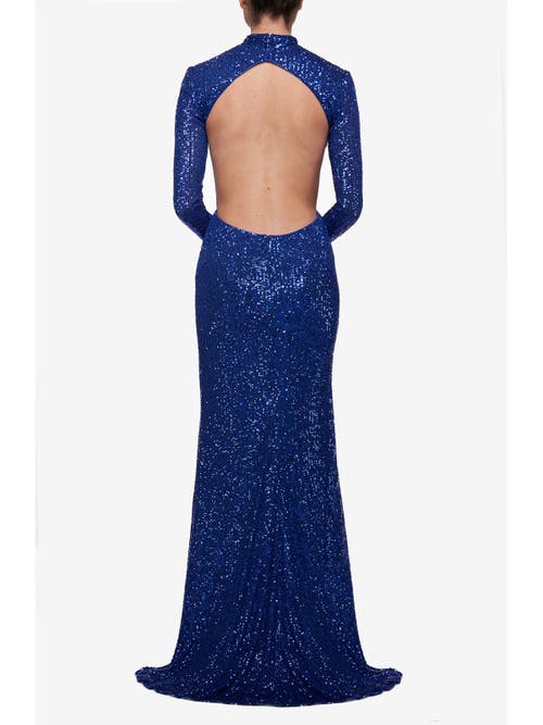 La Femme Long Sleeve Sequin Dress With Open Back