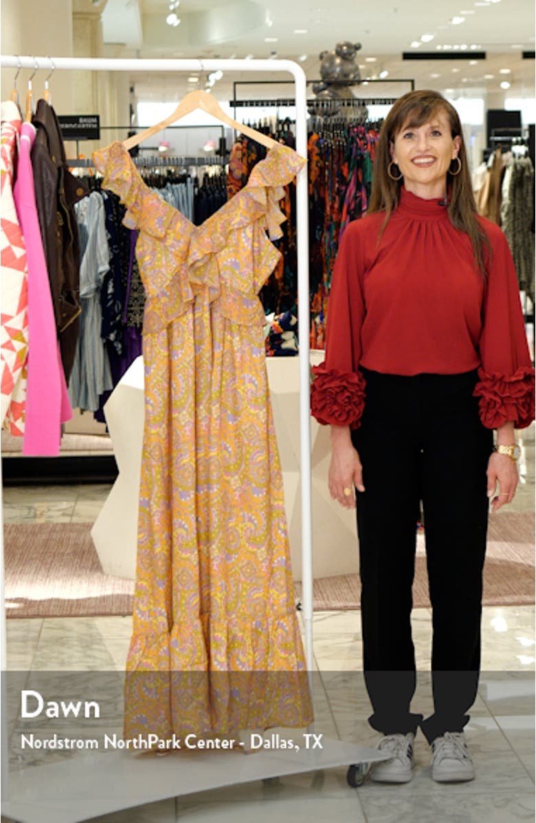 Ruffle Paisley Sleeveless Maxi Dress, sales video thumbnail