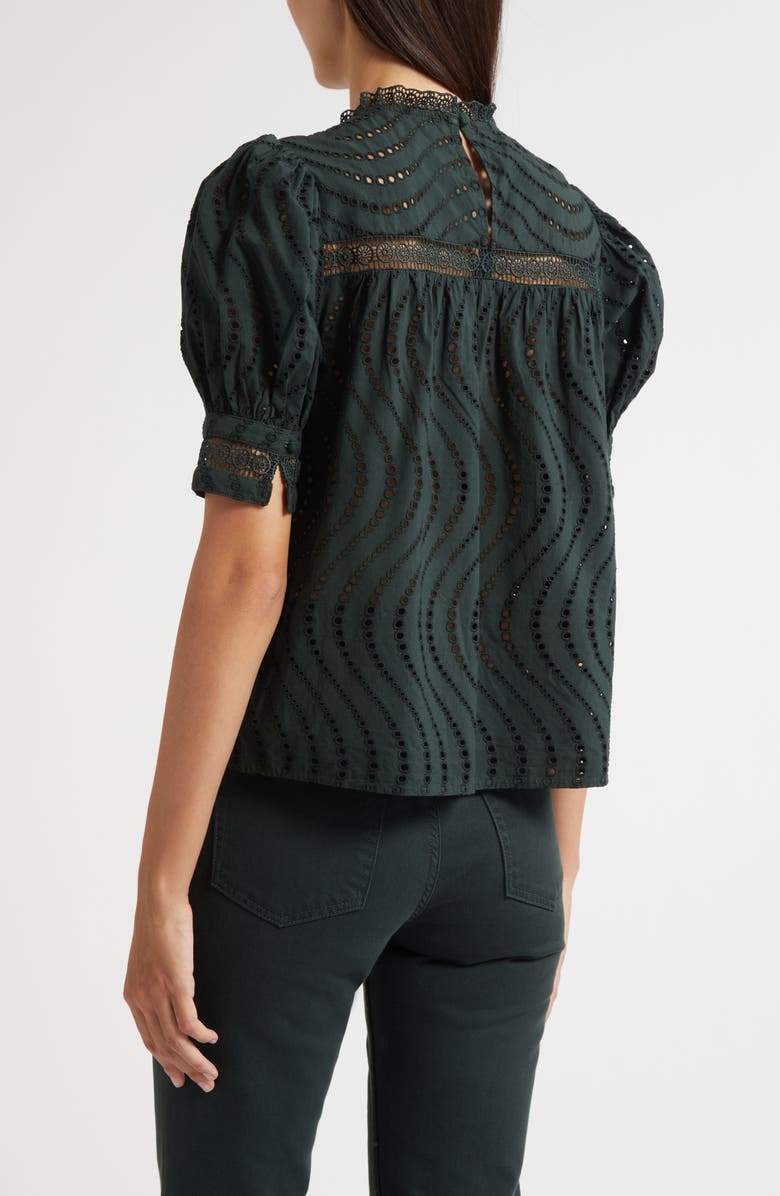 Ulla Johnson Virginia Lace Collar Puff Sleeve Top, Alternate, color, Cypress