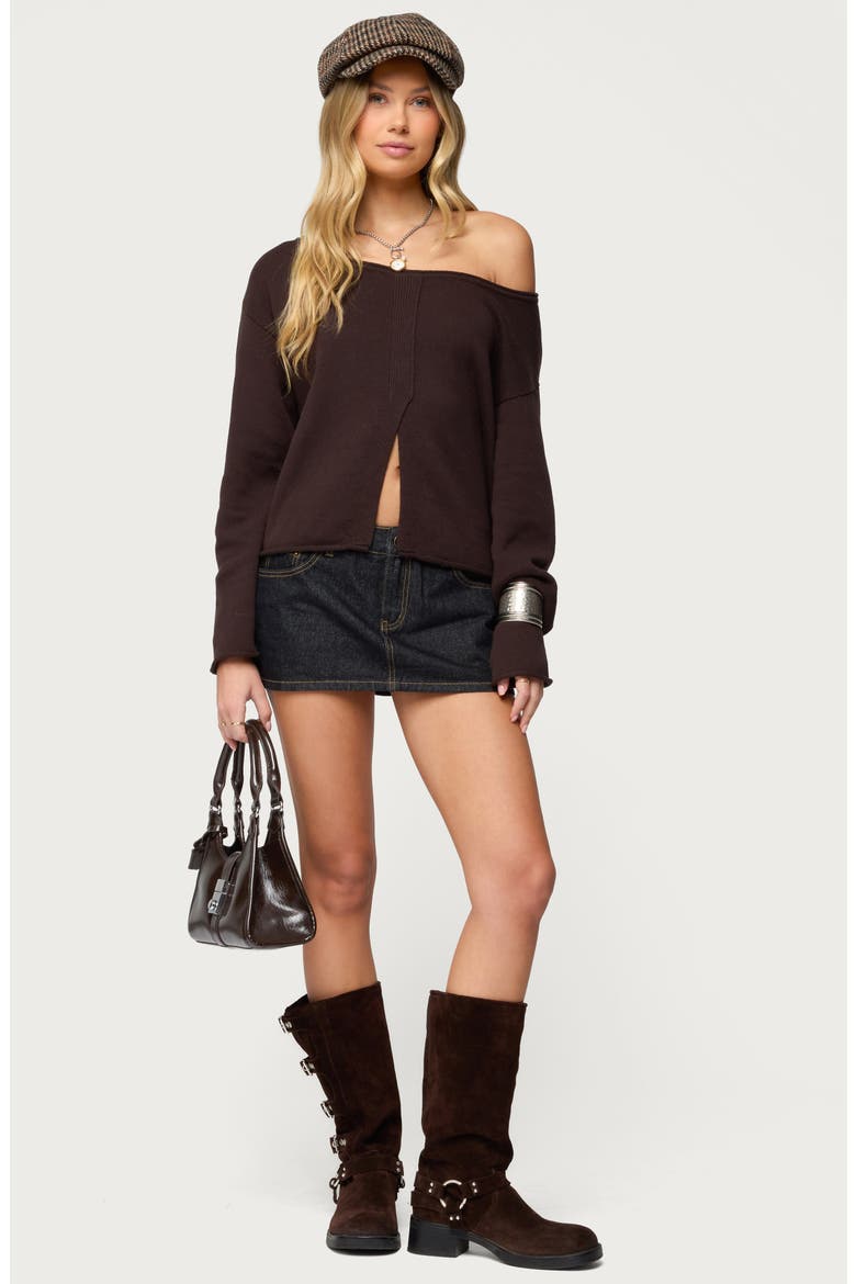 Moyra One Shoulder Knit Sweater, Alternate, color, BROWN