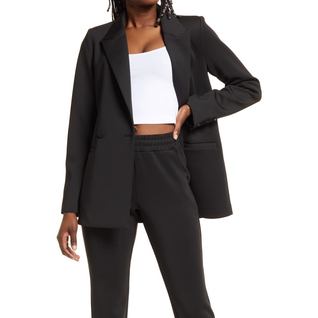 Good American Shiny Scuba Blazer In Black001
