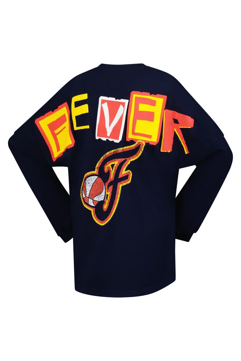 Women's Spirit Jersey Navy Indiana Fever Patches Oversized Long Sleeve T-Shirt, Alternate, color, Navy