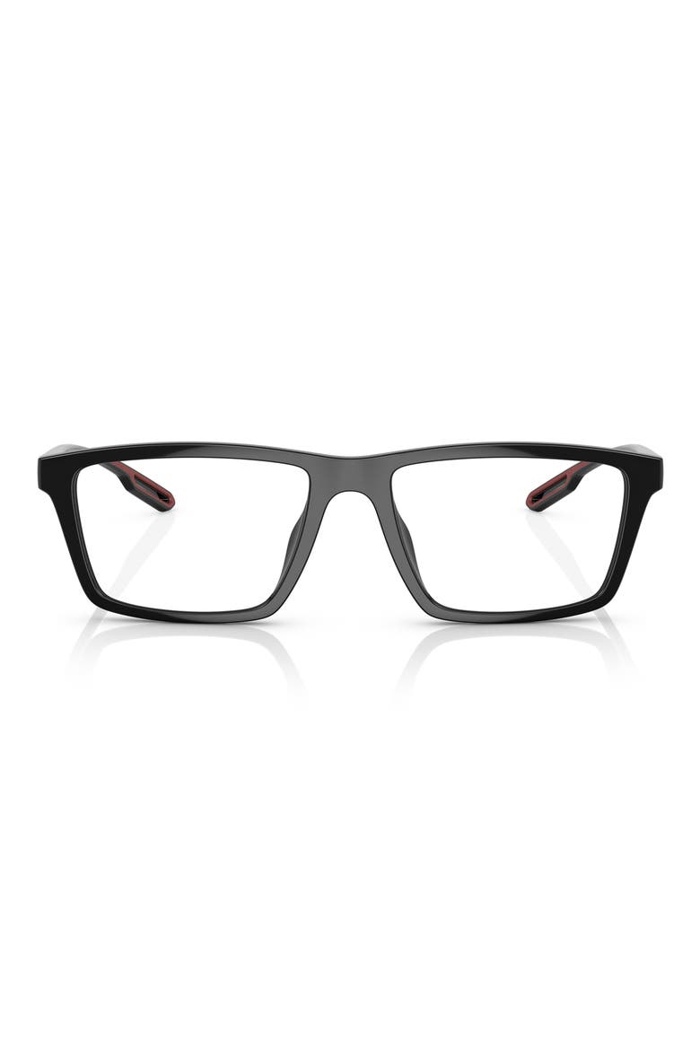55mm Rectangular Optical Glasses, Main, color, SHINY BLACK / CLEAR