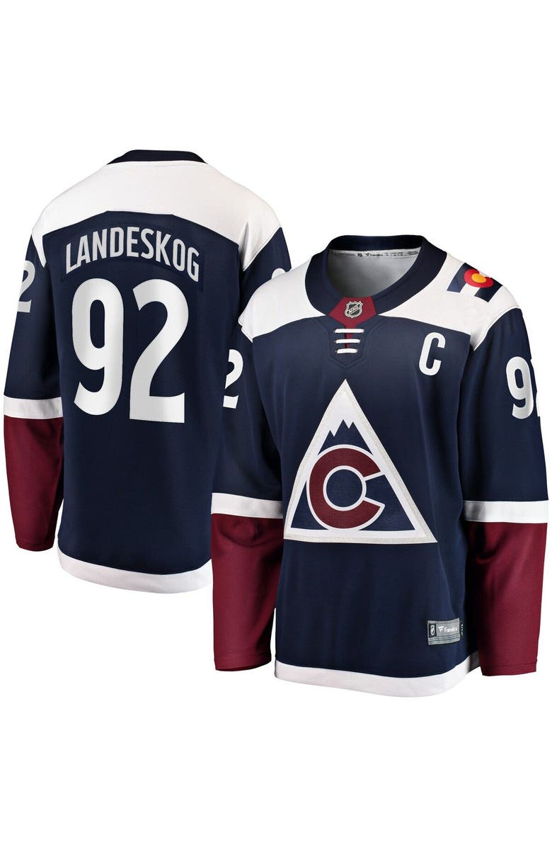 FANATICS Men's Fanatics Gabriel Landeskog Navy Colorado Avalanche Premier Breakaway Player Jersey, Main, color,
