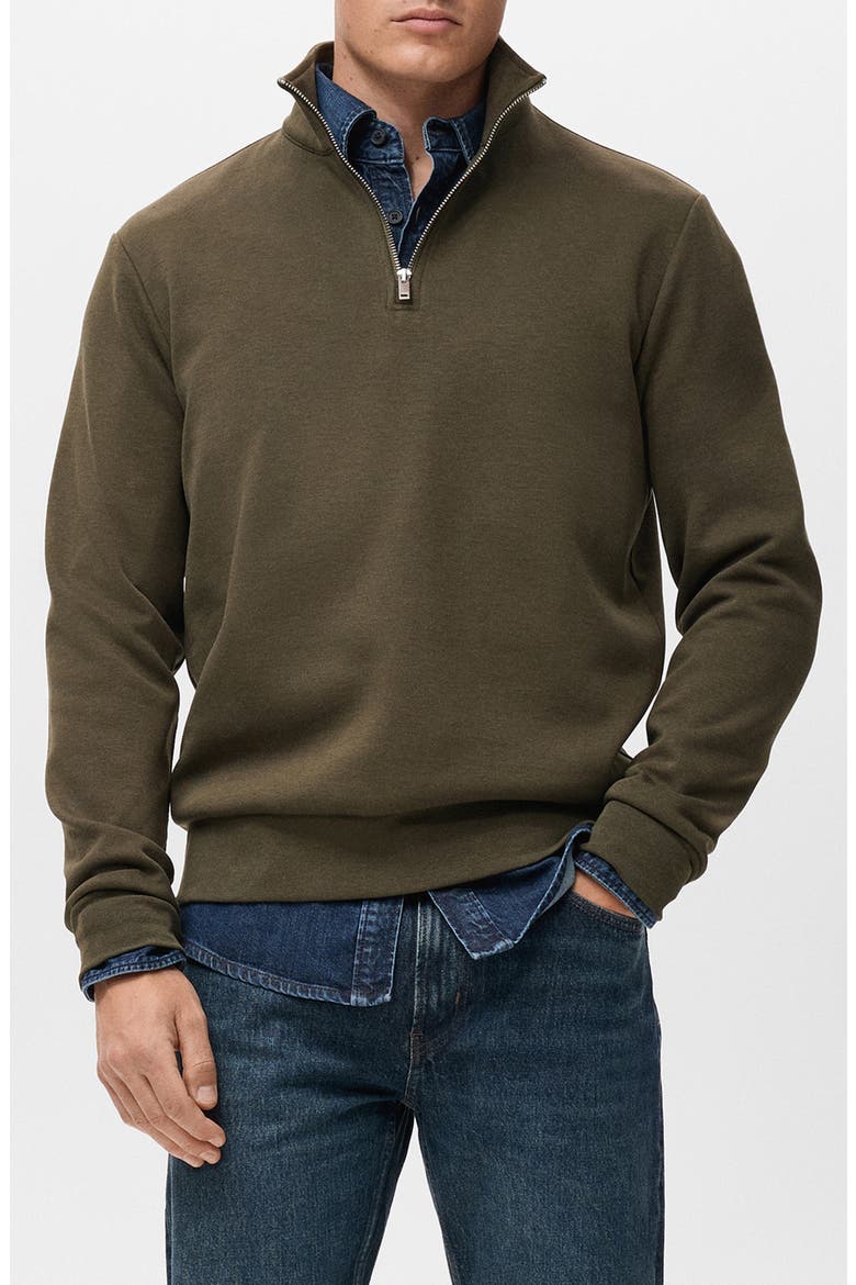 Quarter Zip Sweatshirt, Main, color, OLIVE GREEN