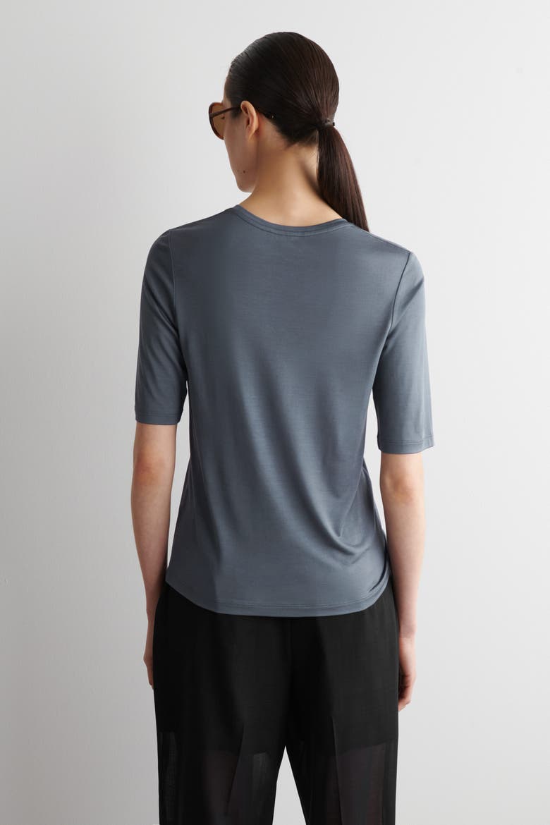 Fluid Silk T-shirt, Alternate, color, STEEL BLUE