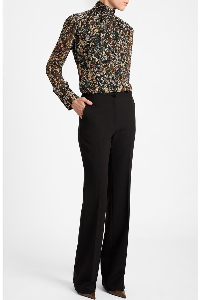 Phoenix Mock Neck Blouse in Abstract Floral Georgette, Alternate, color, Evergreen Multi