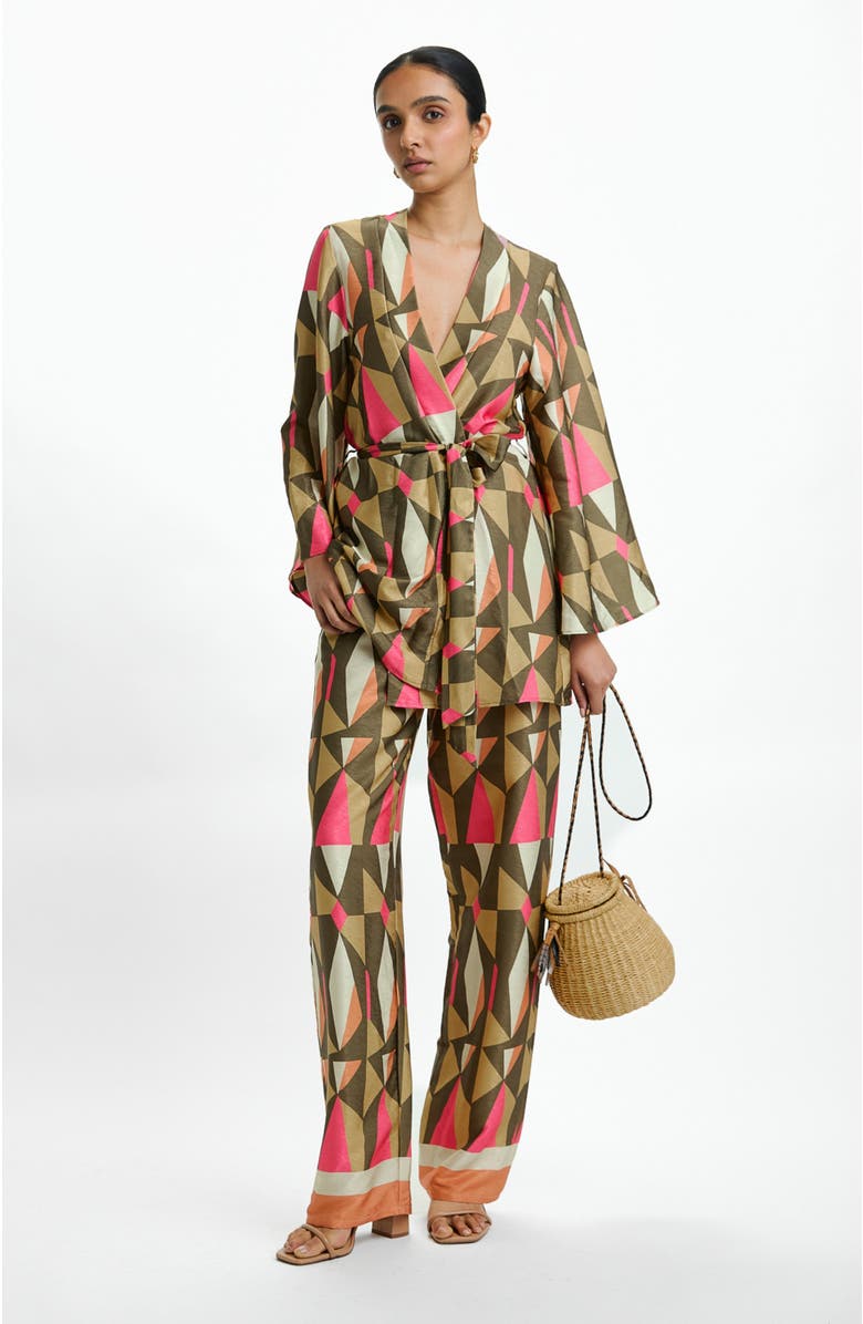 DIARRABLU Leer Palazzo Pants in Caru Olive, Alternate, color, Caru Olive