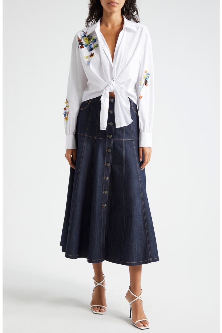 Veena A-Line Denim Skirt, Alternate, color, INDIGO