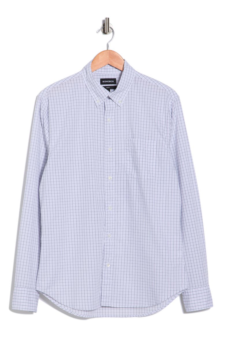 Earhart Tattersall Slim Fit Button Front Shirt, Alternate, color, WHITE/ NAVY/ LAVENDER