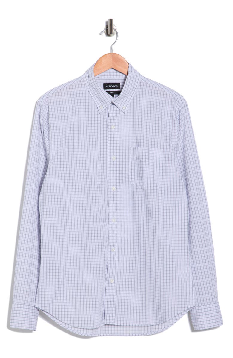 Bonobos Earhart Tattersall Slim Fit Button Front Shirt, Main, color, White/ Navy/ Lavender