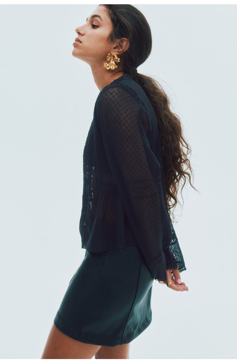 H&M Plumeti Mesh Blouse, Alternate, color, Black