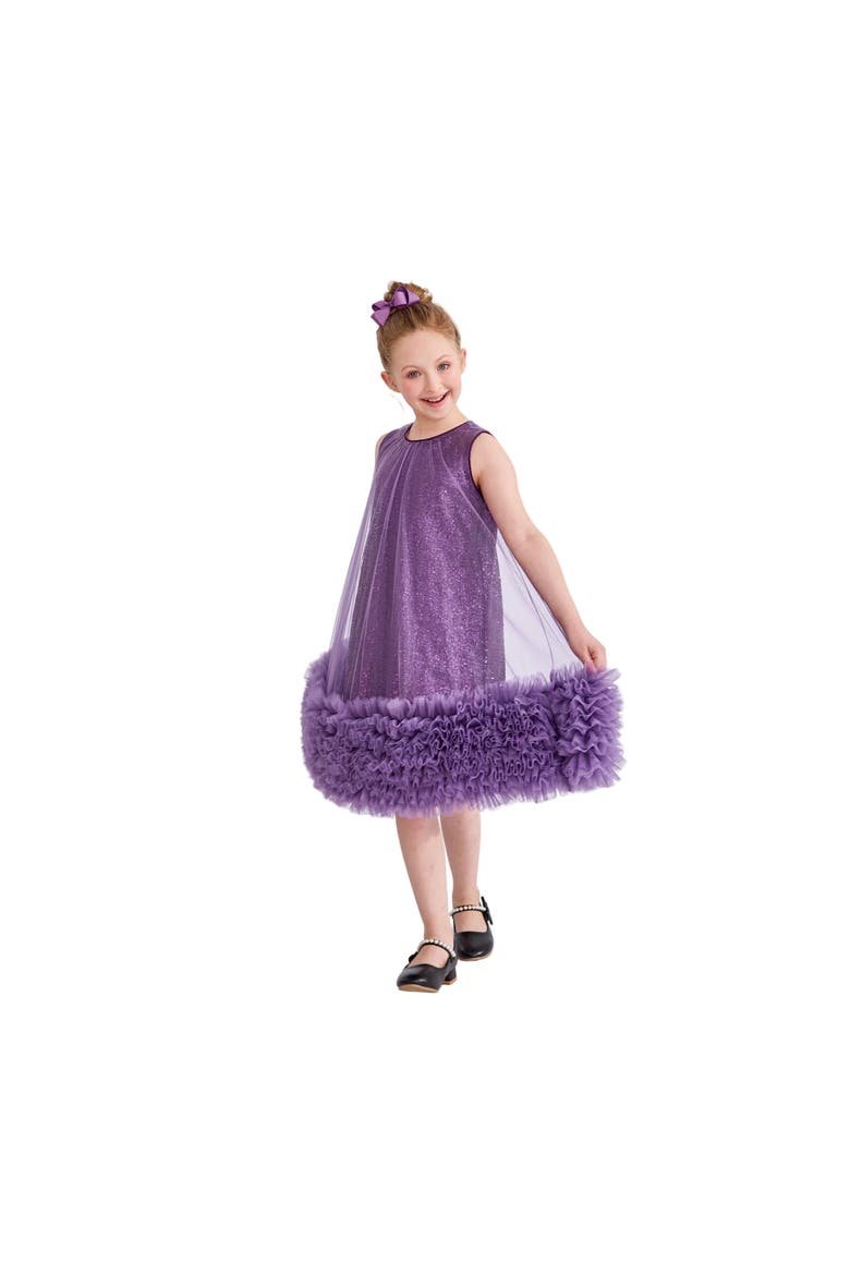 Serenata Glitter Tulle Dress, Alternate, color, Purple