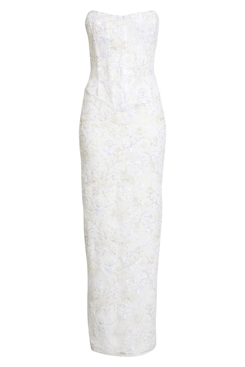 Anisa Beaded Sleeveless Gown, Main, color, WHITE