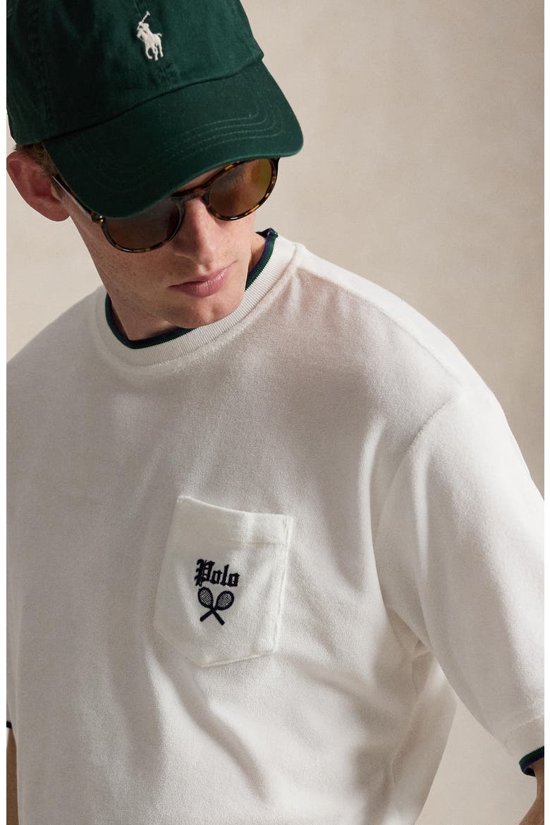 Relaxed Terry Short Sleeve Sweatshirt, Alternate, color, WHITE