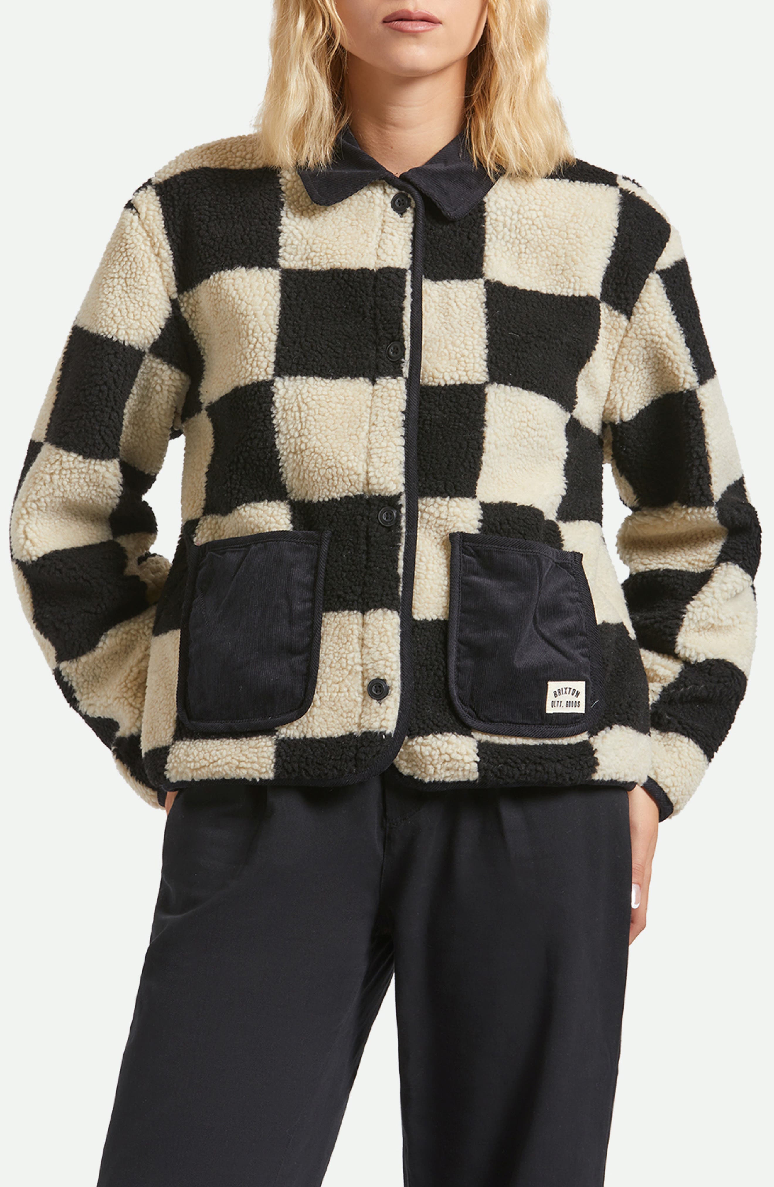 Brixton Delilah Plaid High Pile Fleece Jacket (Women) | Nordstrom