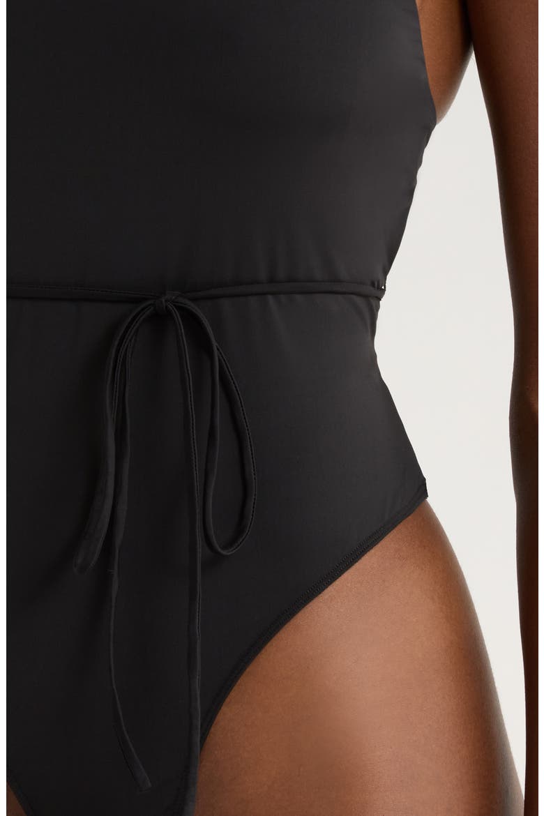 Rena Sleeveless Stretch Nylon Bodysuit, Alternate, color, BLACK