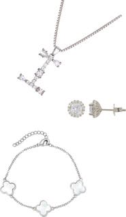 Adornia 3-Piece Mixed Cubic Zirconia Initial Jewelry Set
