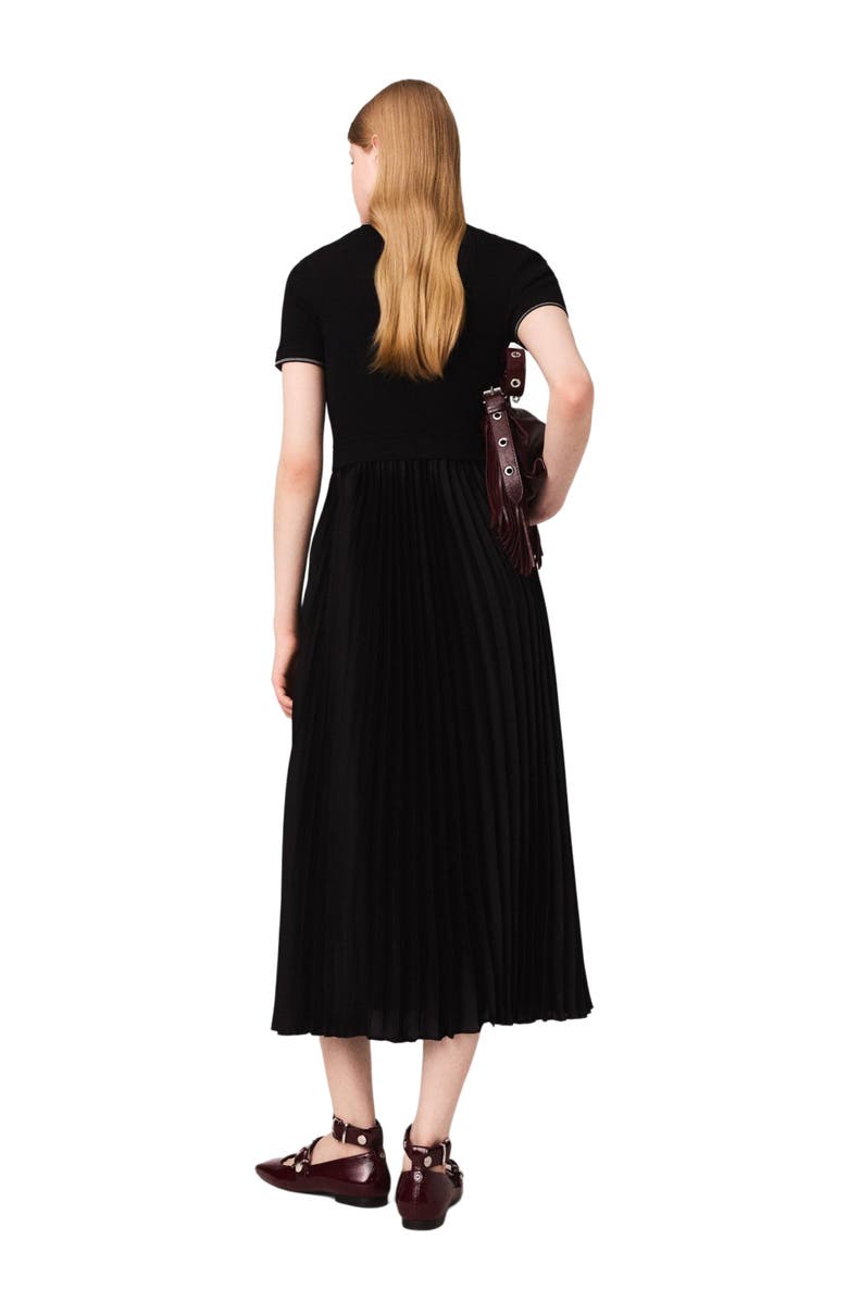 maje Pleated maxi dress with polo collar, Alternate, color, Black