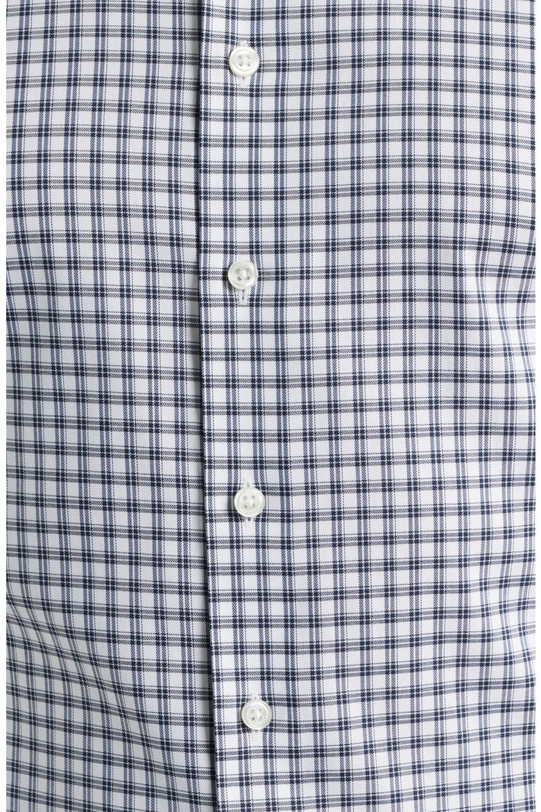 Trim Fit Check Premium Performance Twill Dress Shirt, Alternate, color, NAVY ALAMOS PLAID