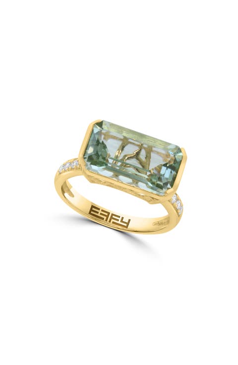 Green Quartz & Diamond Ring