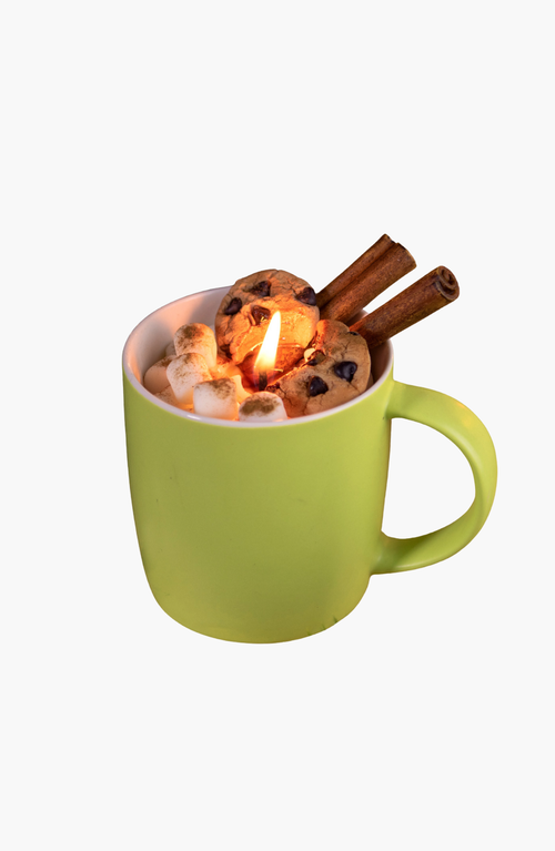 Southlake Gifts Fireside Cocoa Candle Mug Realistic Food Candle In Light Green