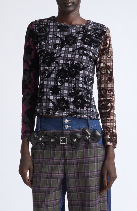 Duchess Flocked Mesh Top