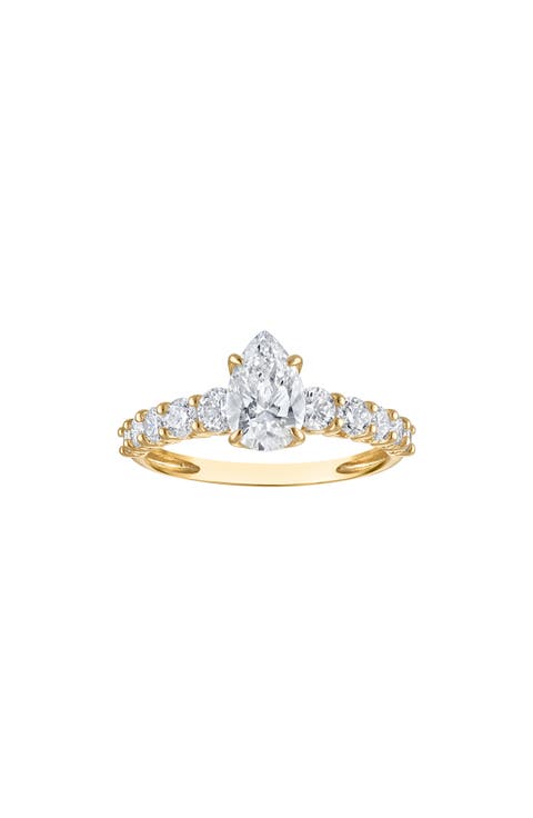 <p>10K Gold Pear Cut Lab Grown Diamond Ring</p>
