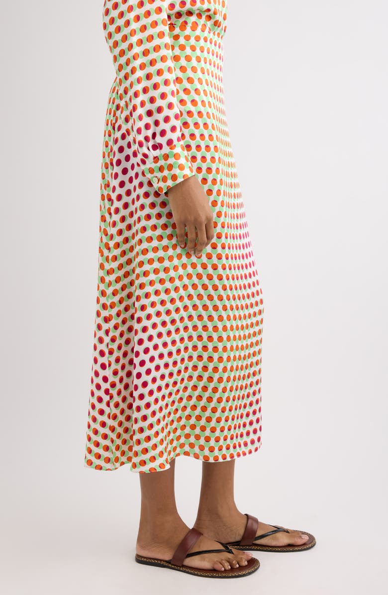 Dries Van Noten Susya Bis Optical Layered Polka Dot Silk Midi Skirt, Alternate, color, Ecru