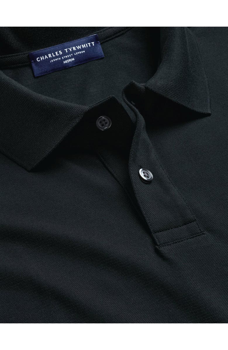 Charles Tyrwhitt Short Sleeve Cotton Stretch Pique Polo, Alternate, color, Black