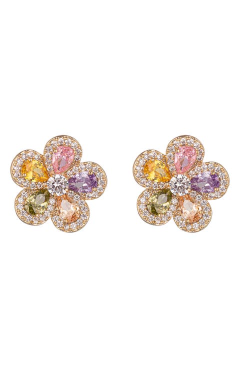 Lizzie CZ Flower Stud Earrings