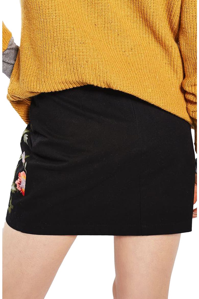 Ivy Flower Embroidered Skirt, Alternate, color, BLACK MULTI
