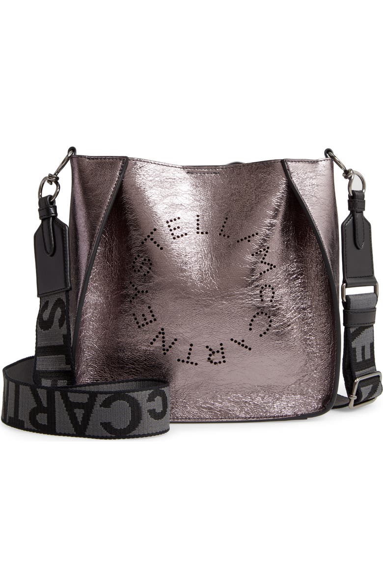 Stella McCartney Mini Stella Perforated Logo Faux Leather Crossbody Bag, Main, color,