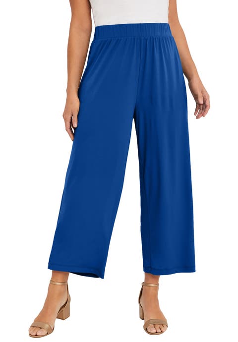 Stretch Knit Wide Leg Crop Pant (Plus)