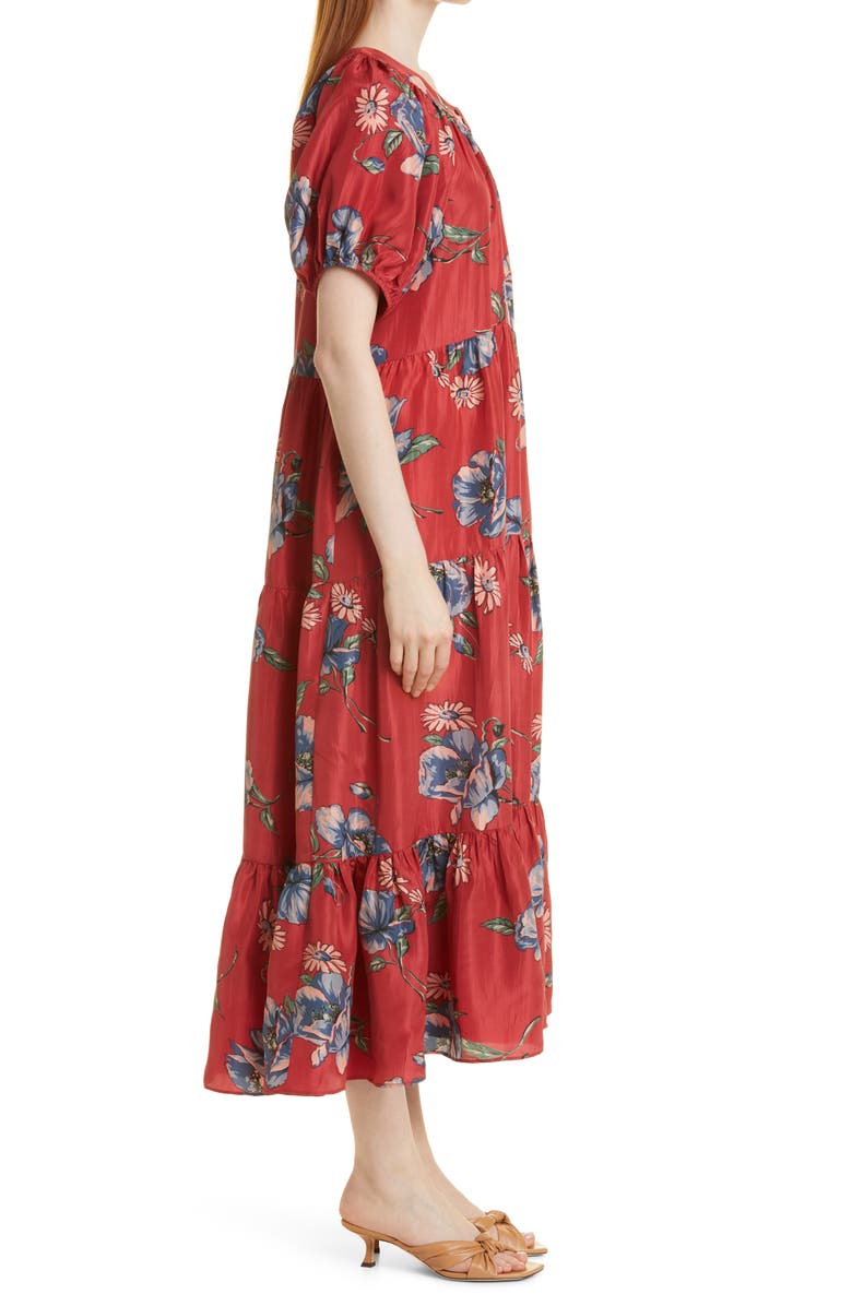 THE GREAT. The Afternoon Floral Silk Dress, Alternate, color, 
