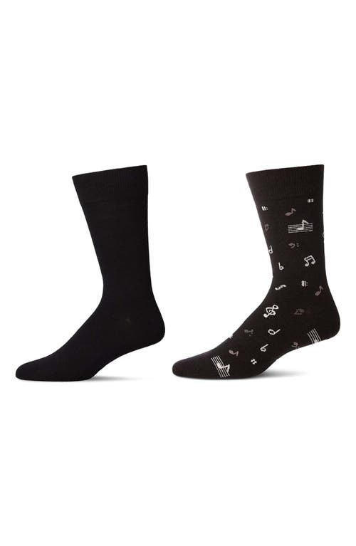Memoi Assorted 2-pack Crew Socks In Black