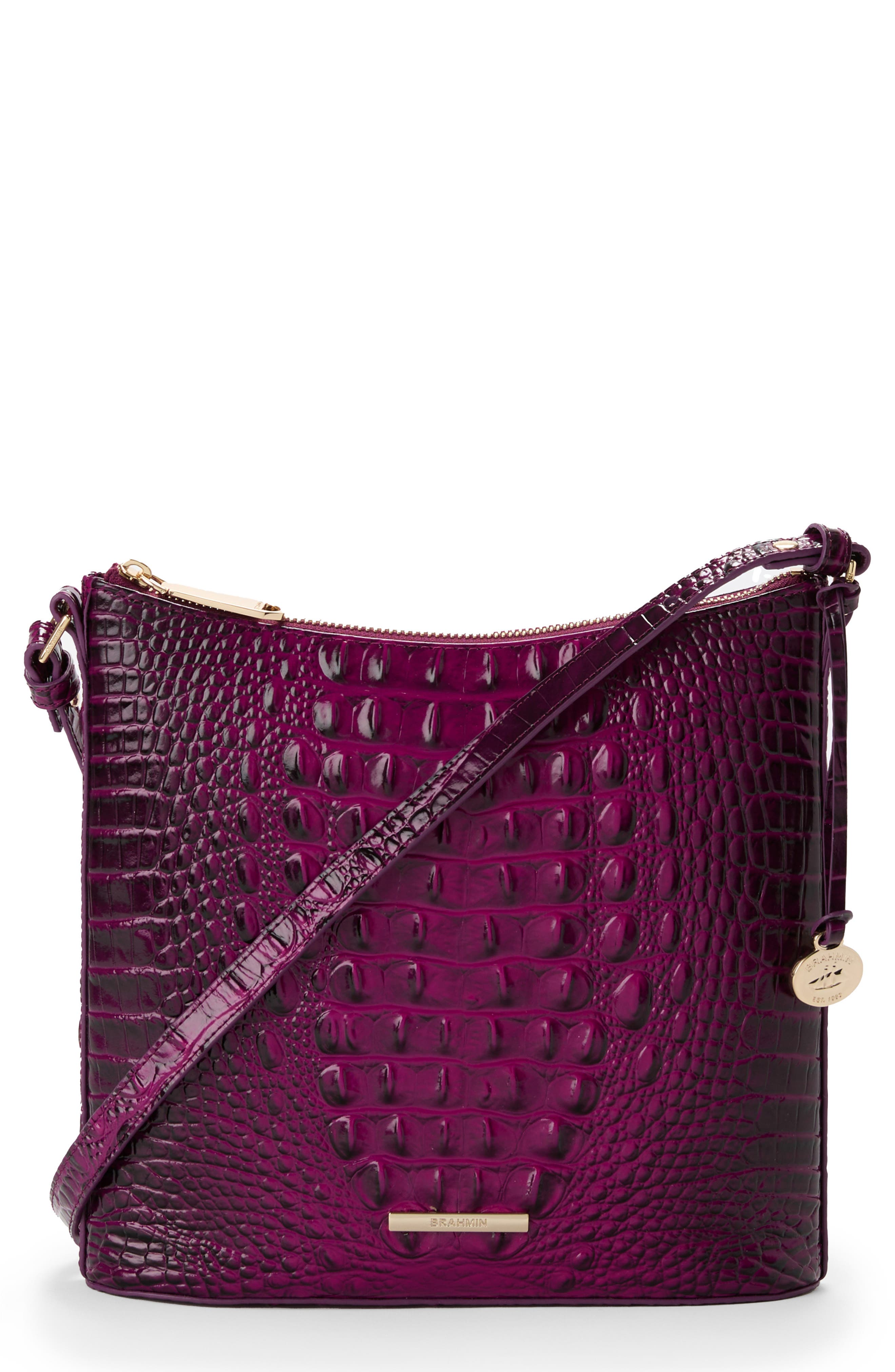 Brahmin Katie Croc Embossed Leather Crossbody Bag, Main, color, 