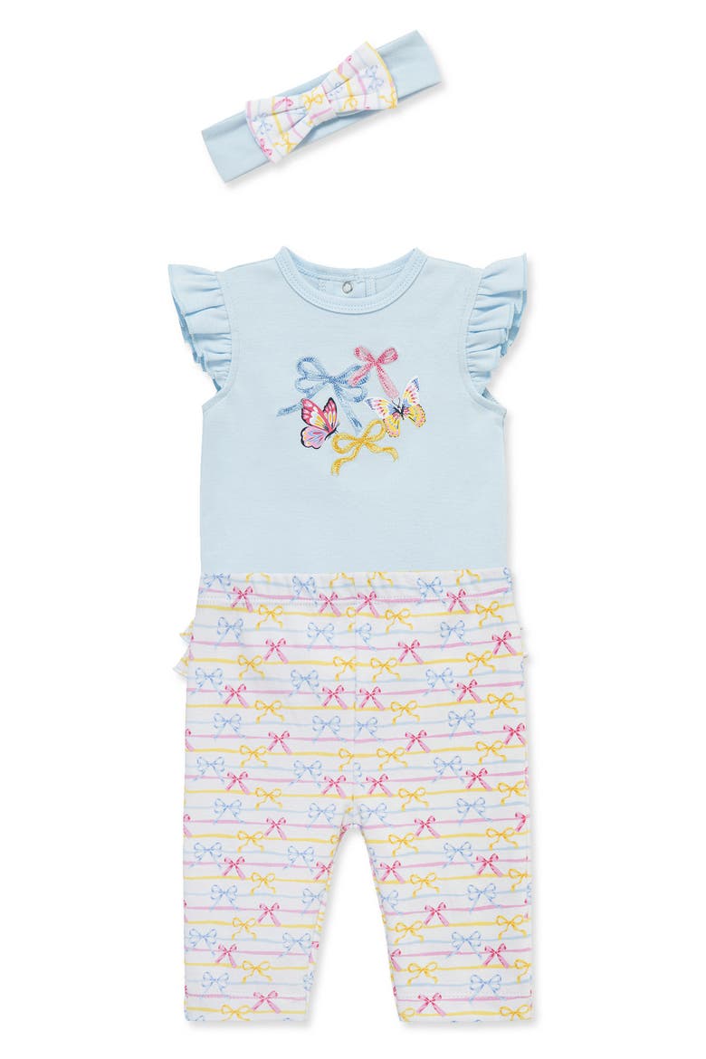 Bodysuit, Leggings & Headband Set, Alternate, color, BLUE MULTI