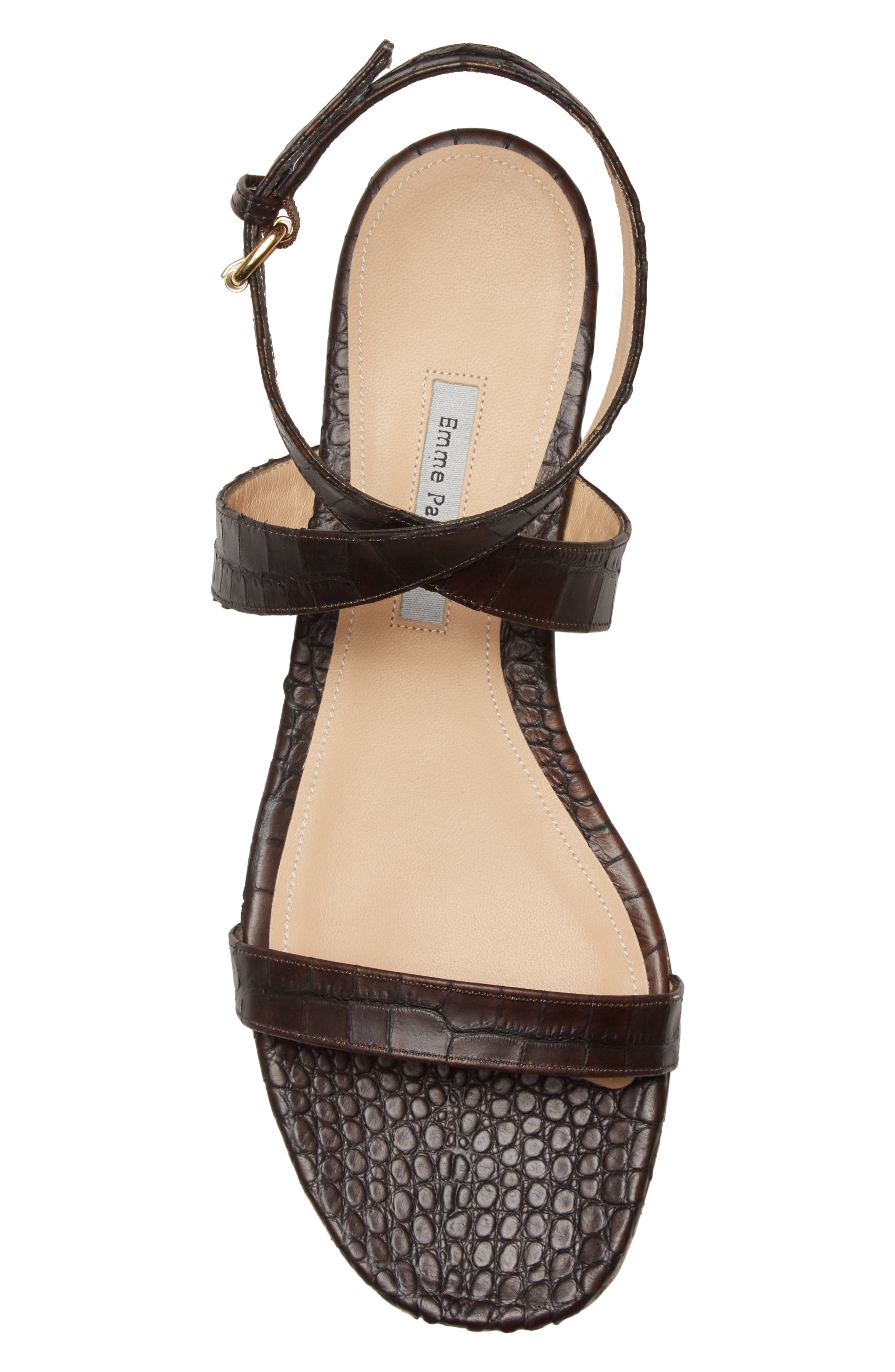 Siena Croc Embossed Ankle Strap Sandal, Alternate, color, DARK BROWN EMBOSSED CROC