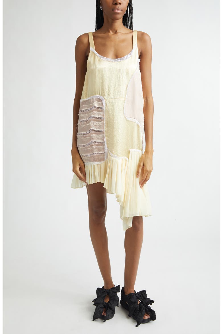 Lily Patchwork Asymmetric Shift Dress, Main, color, BUTTER YELLOW