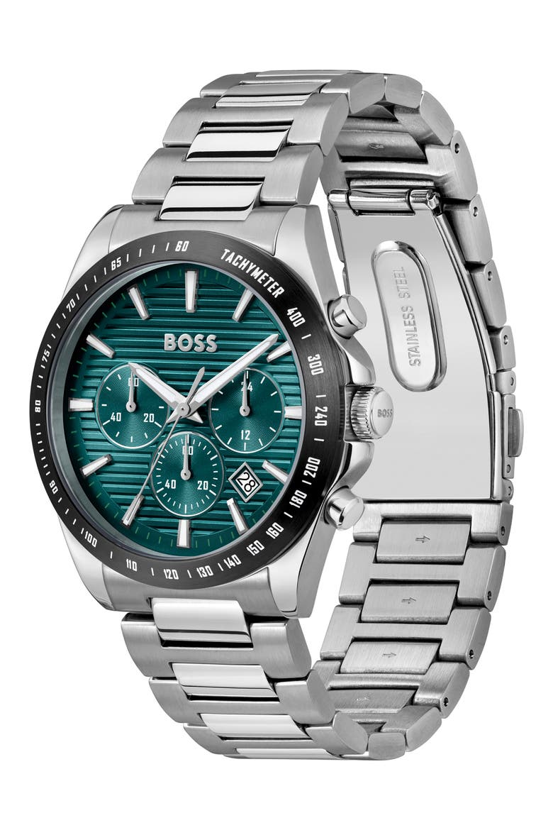 Strike Chronograph Bracelet Watch, 41mm, Alternate, color, GREEN