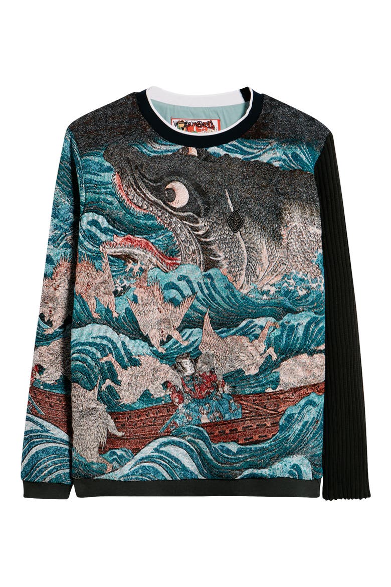 Tametomo Rescued Jacquard Sweatshirt, Alternate, color, GREEN